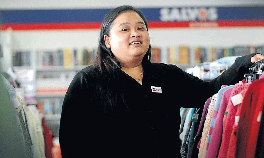Persistence pays off: Sophark Khim is thrilled to secure employment at the Salvos Store in Canley Heights. Picture: Simon Bennett.