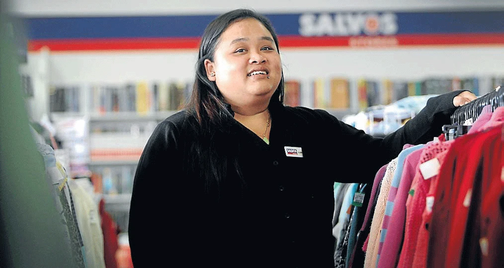 Persistence pays off: Sophark Khim is thrilled to secure employment at the Salvos Store in Canley Heights. Picture: Simon Bennett.