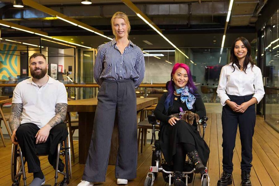 ULaunch about us - a group of job seekers stand together