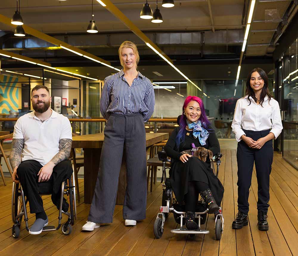 ULaunch about us - a group of job seekers stand together