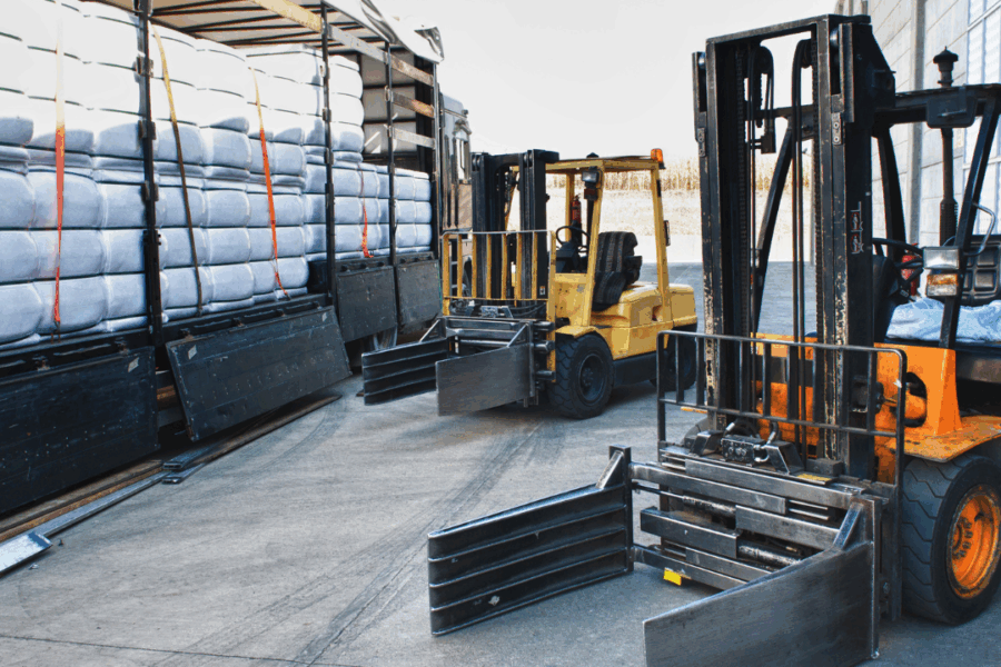 image of 2 forklifts