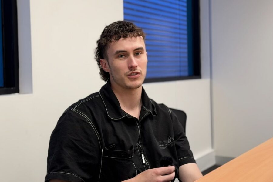 Tom sitting in AKG office